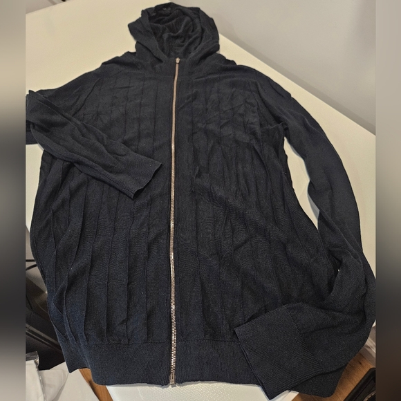 ⚠️ LAST CHANCE! Jil Sander x Uniqlo +J Black Zip Up Hooded Sweater Ribbed - Picture 2 of 4